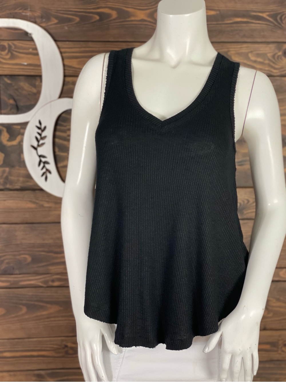 A Supply | Ribbed Hacci Vagabond Tank Black V-Neck Tank Top Inverted Seam Raw